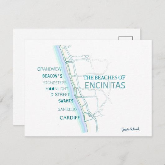 Encinitasのトートバック-サンディエゴのビーチ ポストカード (正面/裏面)