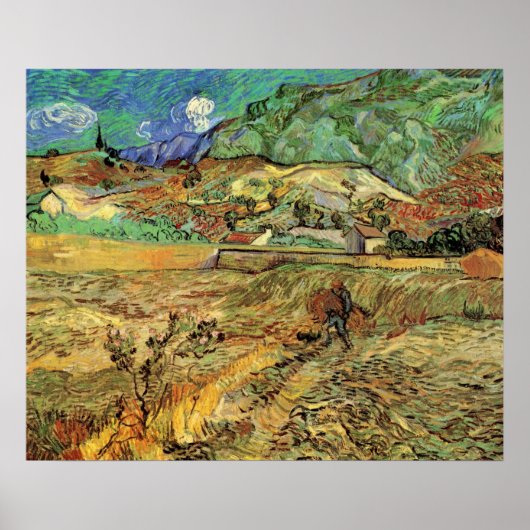 Enclosed Wheat Field w Peasant by Vincent van Gogh ポスター (正面)