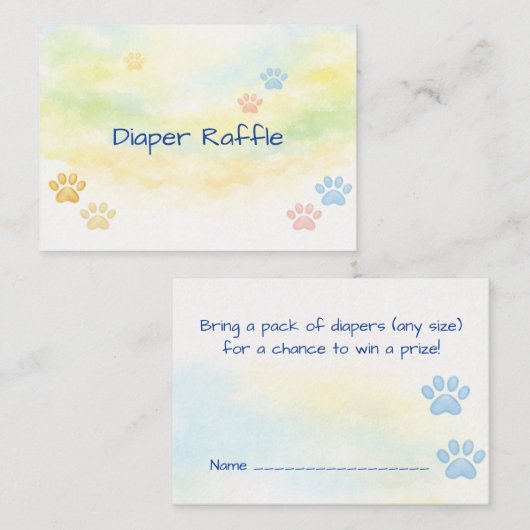 Enclosure Card Diaper Raffle Puppy Theme エンクロージャーカード (正面/裏面)