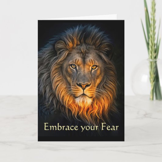 Encouragement Being Afraid Courage with Lion カード (正面)