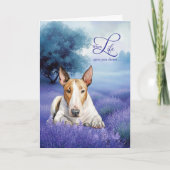 Encouragement Bull Terrier Dog Lavender Meadow カード (正面)