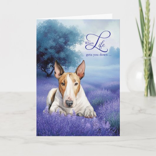 Encouragement Bull Terrier Dog Lavender Meadow カード (正面)