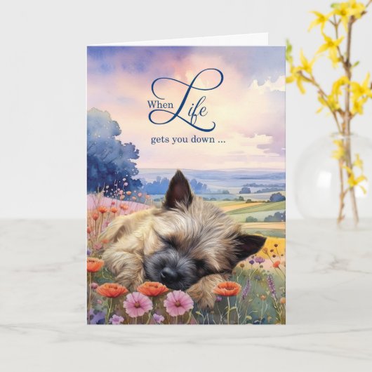Encouragement Cairn Terrier Dog Wildflower Meadow カード (黄色い花)