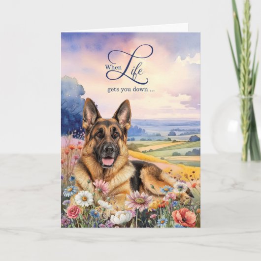 Encouragement German Shepherd Wildflower Meadow カード (正面)