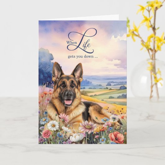 Encouragement German Shepherd Wildflower Meadow カード (黄色い花)