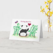 Encouragement Panda Bamboo Butterfly Heart Balloon カード (黄色い花)