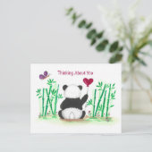 Encouragement Panda Bamboo Butterfly Heart Balloon ポストカード (スタンド正面)