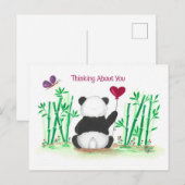 Encouragement Panda Bamboo Butterfly Heart Balloon ポストカード (正面/裏面)