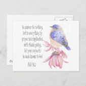 Encouragement, Scripture, Cheerful Bluebird ポストカード (正面/裏面)