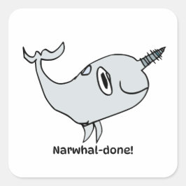 Encouragement Sticker for Kids - Narwhal スクエアシール