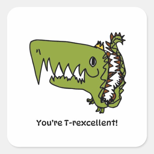 Encouragement Sticker for Kids - T-rex スクエアシール (正面)