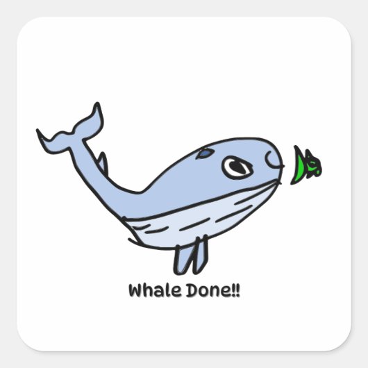 Encouragement Sticker for Kids - Whale スクエアシール (正面)