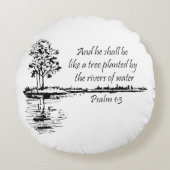 Encouraging Scripture Psalm 1:3  ラウンドクッション (正面)