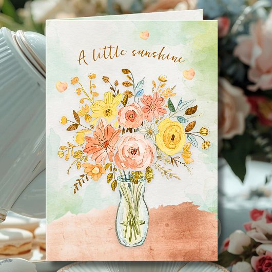 Encouraging Sunshine Florals with Soft Watercolor カード