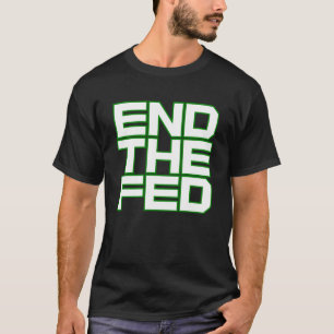 END 食べ物を与え THE (白と緑) Tシャツ