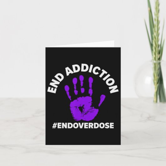 End Addiction Purple Ribbon Overdose Awareness  カード (正面)