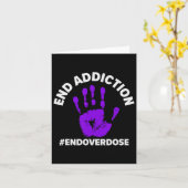 End Addiction Purple Ribbon Overdose Awareness  カード (黄色い花)