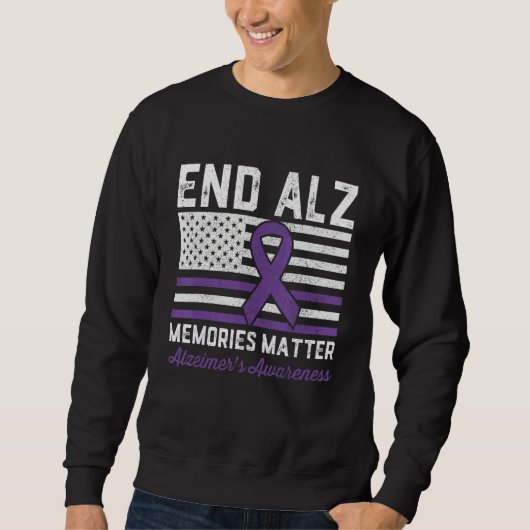 End Alz Memories Matter Alzheimers Awareness Purpl スウェットシャツ (正面)