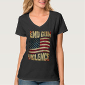 End Gun Violence Awareness US Flag Gun Control Tシャツ (正面)