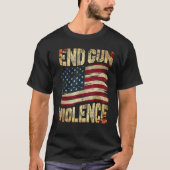 End Gun Violence Awareness US Flag Gun Control Tシャツ (正面)