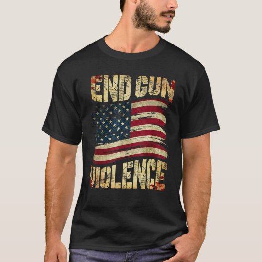 End Gun Violence Awareness US Flag Gun Control Tシャツ (正面)
