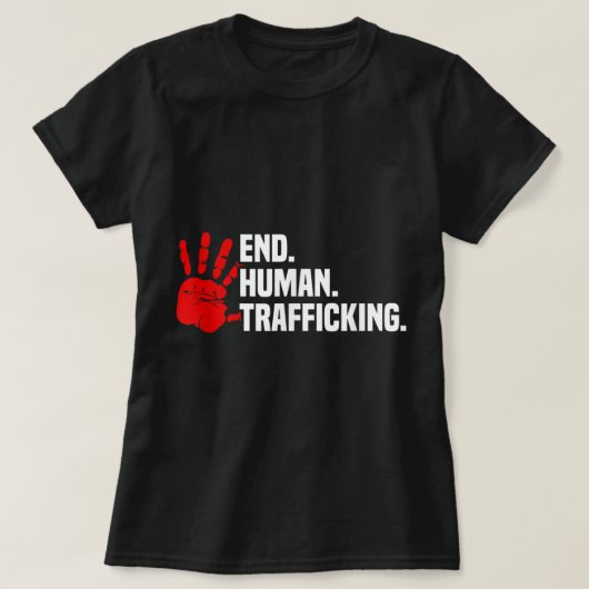 End Human Trafficking Red Handprint Stop Human Tra Tシャツ (デザイン正面)