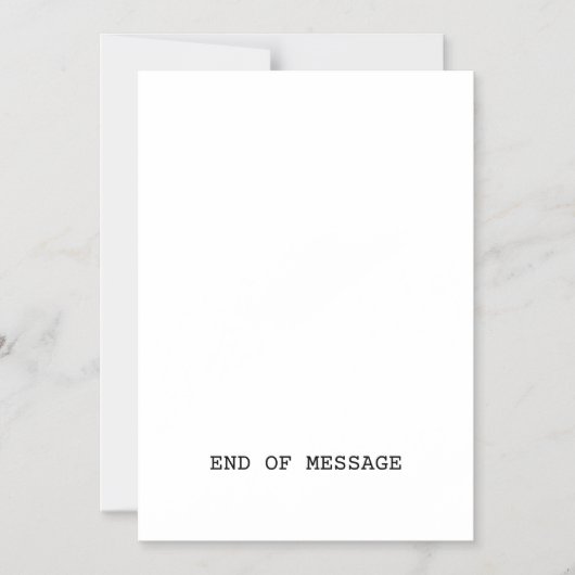 End Of Message Minimalist Typewriter マグネット招待状 (正面)