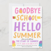 End of Schoolパーティの招待状、Hello Summer Schooo 招待状 (正面)