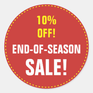 "END-OF-SEASON販売!" "10%!" 円形のステッカー ラウンドシール