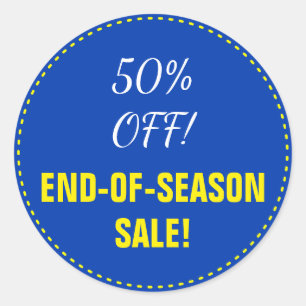 "END-OF-SEASON販売!" "50%!" 円形のステッカー ラウンドシール