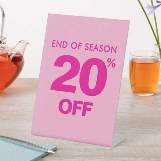 End of Season Sale Sign, Pink 20% Off Tabletop  台座サイン (インサイチュ)