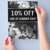 END of SUMMERセール銀ブラックレースフライヤー チラシ (手)