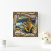 END OF TRAIL HORSE HEAD OUT OF FRAME  スクエア壁時計 (ホーム)