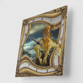 END OF TRAIL HORSE HEAD OUT OF FRAME  スクエア壁時計 (傾斜)