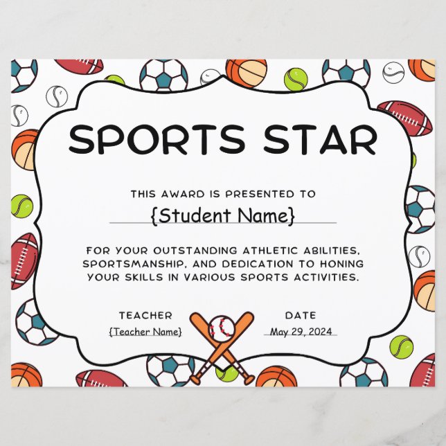 End Of Year Sports Star Student Recognition賞 (正面)