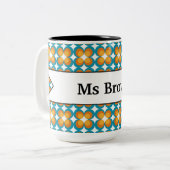 End of Year Teacher Gift Retro Flowers Name ツートーンマグカップ (正面左)