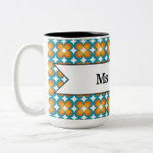 End of Year Teacher Gift Retro Flowers Name ツートーンマグカップ (左)