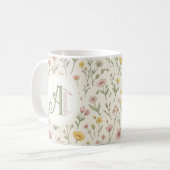 End of Year Teacher Gift Wildflower Monogram Mug コーヒーマグカップ (正面左)