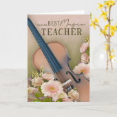 End-Of-Year Thank You Violin Music Teacher Card カード (黄色い花)