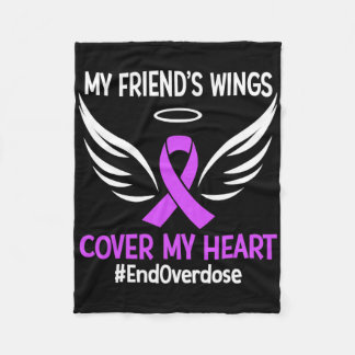 End Overdose My Friend's Wings Cover My Heart 紫 フリースブランケット