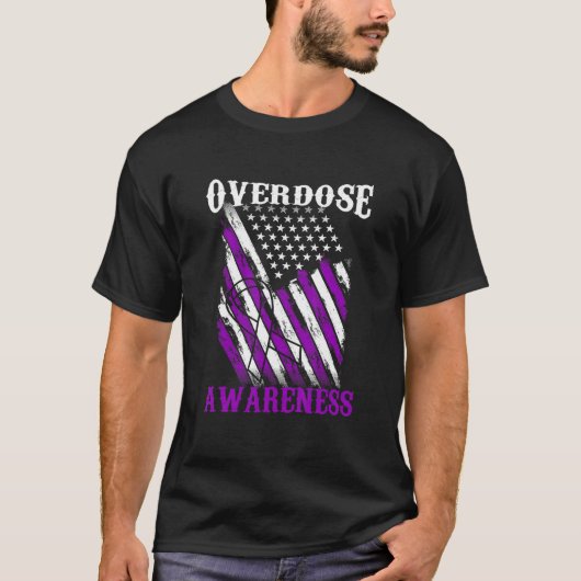 End Overdose Pruple Ribbon Opioid Overdose Awarene Tシャツ (正面)