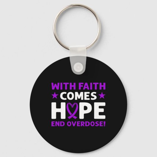 End Overdose! Purple Ribbon. Overdose Awareness  キーホルダー (正面)