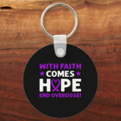 End Overdose! Purple Ribbon. Overdose Awareness  キーホルダー (正面)