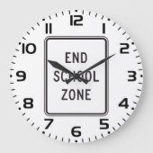 End School Zone Traffic Sign ラージ壁時計 (正面)