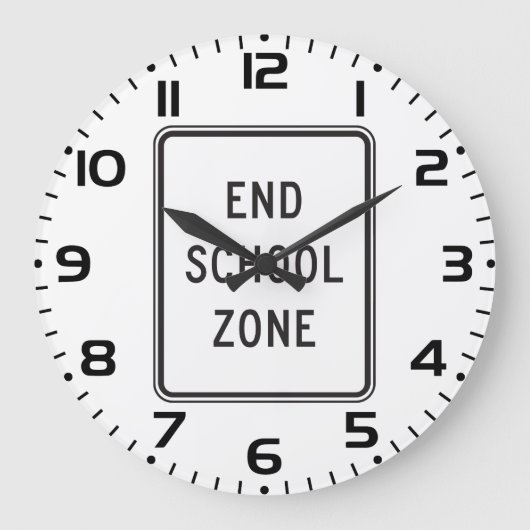 End School Zone Traffic Sign ラージ壁時計 (正面)