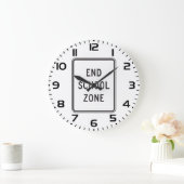 End School Zone Traffic Sign ラージ壁時計 (ホーム)