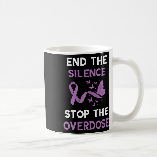 End The Silence Purple Ribbon Overdose Awareness M コーヒーマグカップ (右)