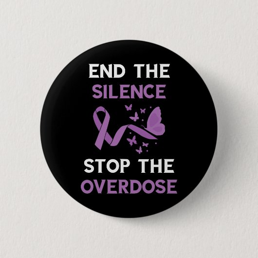 End The Silence Purple Ribbon Overdose Awareness M 缶バッジ (正面)