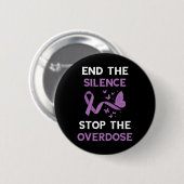 End The Silence Purple Ribbon Overdose Awareness M 缶バッジ (正面&裏面)