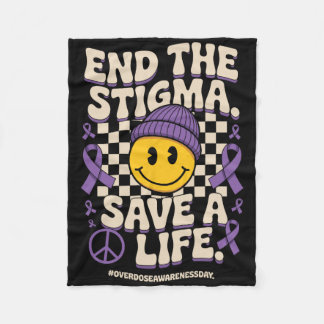 End The Stigma Save A Life グルービー オーバードーズ啓発 フリースブランケット